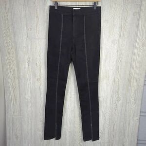 Zara Womens Size 8 Split Leg Denim Jeans Black Exposed Center Seams Zip Fly